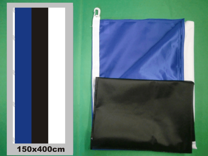 Hissfahne Fahne Flagge Hochformat Groesse 150/400 blau-schwarz-weiss 