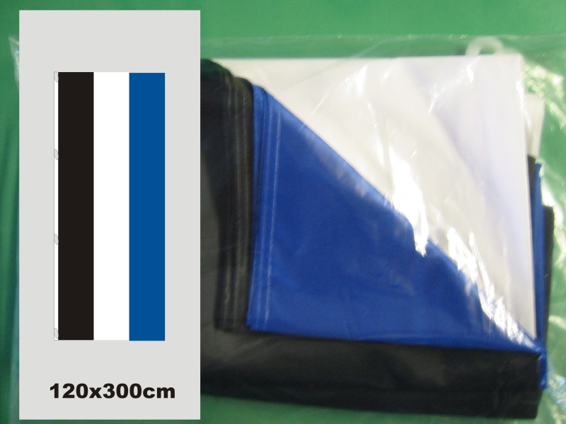Hissfahne Fahne Flagge Hochformat Groesse 120/300 schwarz-weiß-blau 